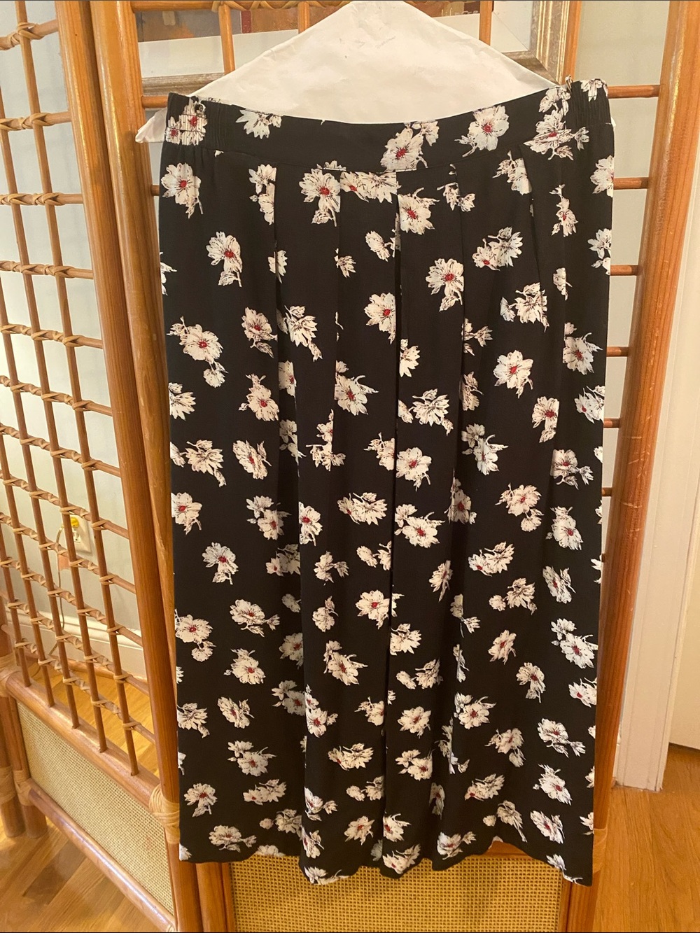 Black Floral Maxi Skirt with White Blossoms